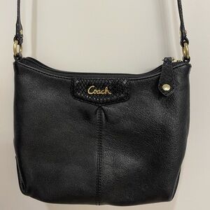 Black Coach Ashley Crossbody with snakeskin detail